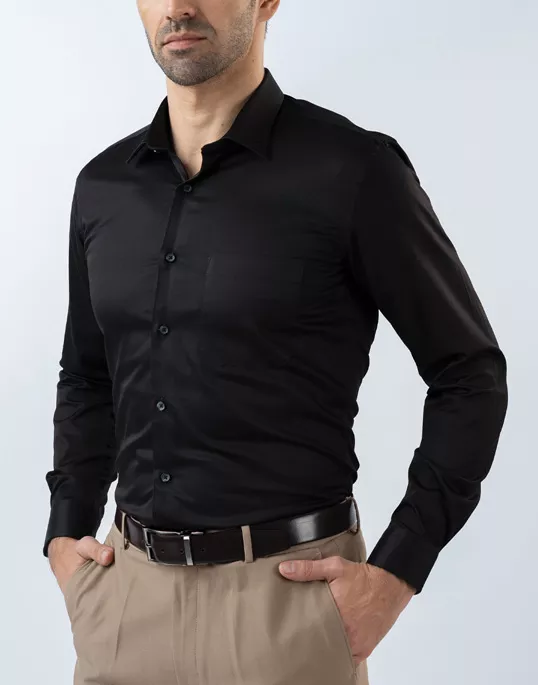 Mens Long Sleeve Black Evening Wear Shirt 