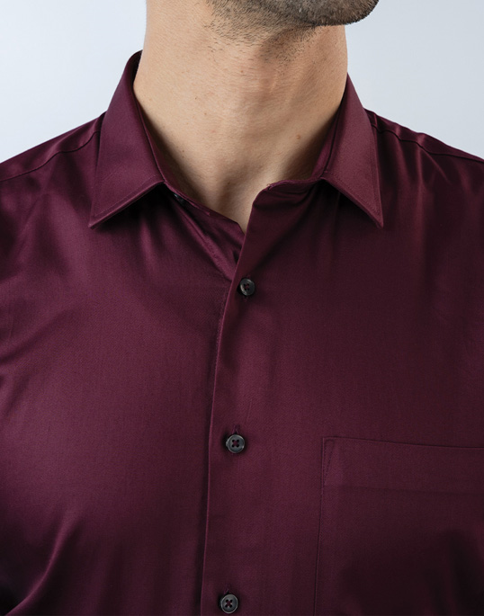 Mens Long Sleeve Maroon Evening Wear Shirt 