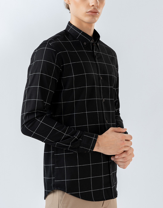 Mens Long Sleeve Black Evening Wear Shirt