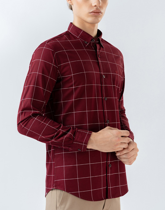 Mens Long Sleeve Red Evening Wear Shirt