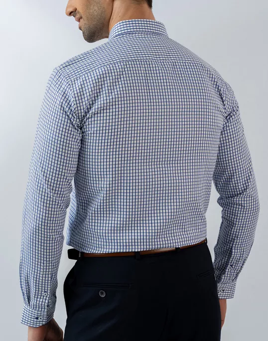 Mens Long Sleeve Blue Formal Wear Shirt