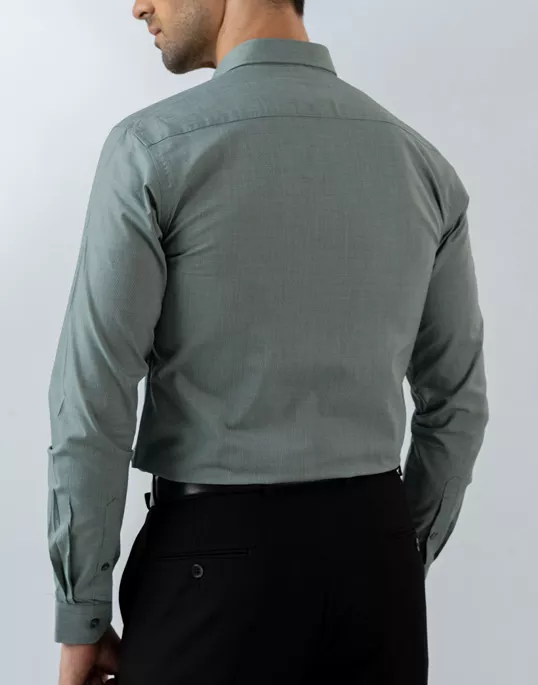 Mens Long Sleeve Green FilaFil Formal Wear Shirt