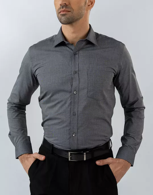 Mens Long Sleeve Grey FilaFil Formal Wear Shirt