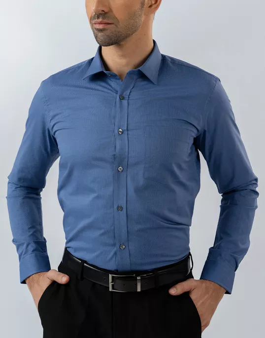 Mens Long Sleeve Dark Blue FilaFil Formal Wear Shirt