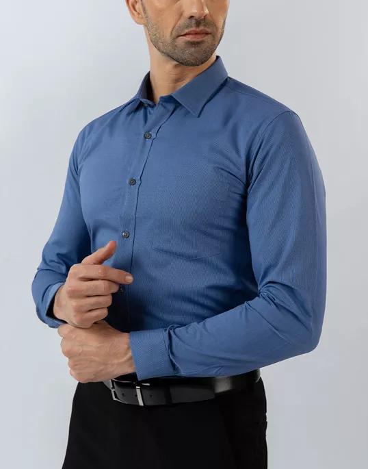 Mens Long Sleeve Dark Blue FilaFil Formal Wear Shirt