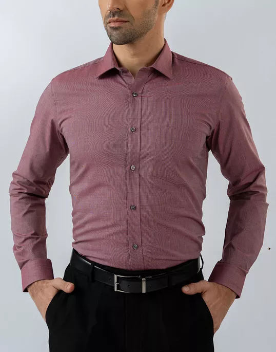 Mens Long Sleeve Maroon FilaFil Formal Wear Shirt