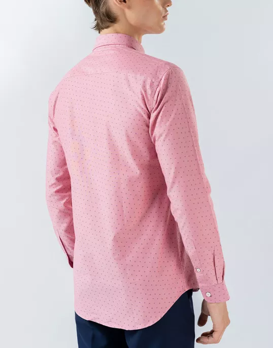 Mens Long Sleeve Pink Printed Casual Wear Shirt