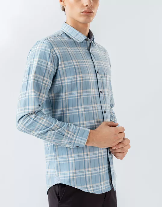 Mens Long Sleeve Caual Wear Pastel Blue Shirt