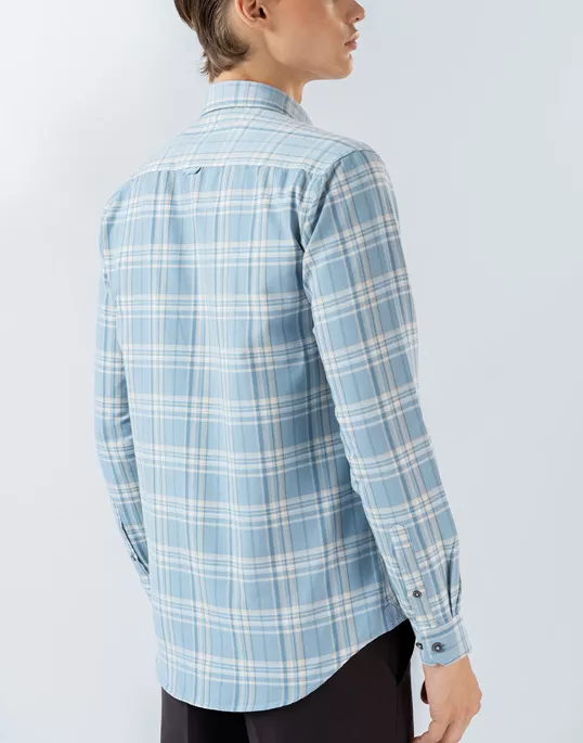 Mens Long Sleeve Caual Wear Pastel Blue Shirt