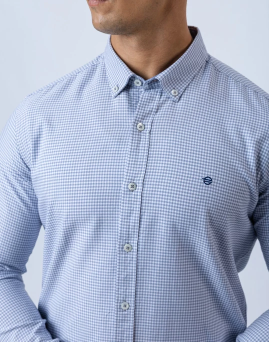 Ebony Casual Long Sleeve Micro Check Slim Fit Mens Shirt