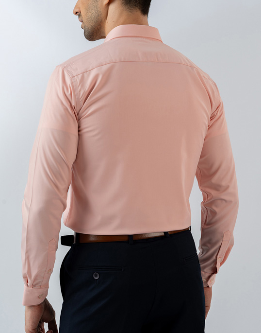 Mens Long Sleeve Pink Bambo Stretch Formal Wear Shirt