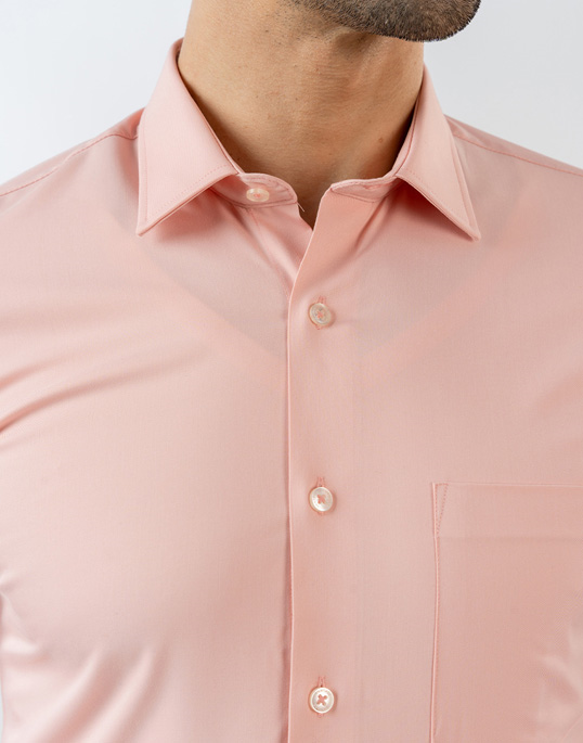 Mens Long Sleeve Pink Bambo Stretch Formal Wear Shirt