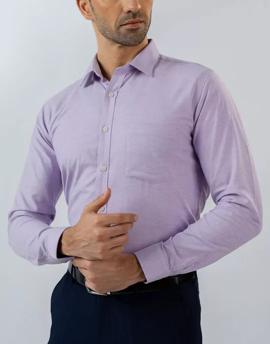 Mens Long Sleeve Purple Oxford Formal Wear Shirt