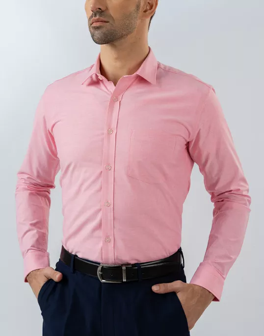 Mens Long Sleeve Pink Oxford Formal Wear Shirt