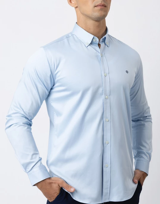 Ebony Casual Long Sleeve Slim Fit Pastel Color Shirts