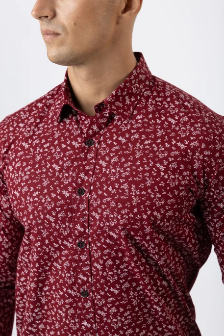 Ebony Casual Long Sleeve Printed Slim Fit Mens Shirt