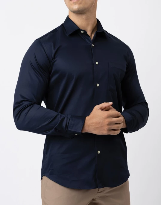 Ebony Casual Evening Wear Long Sleeve Slim Fit Shirt