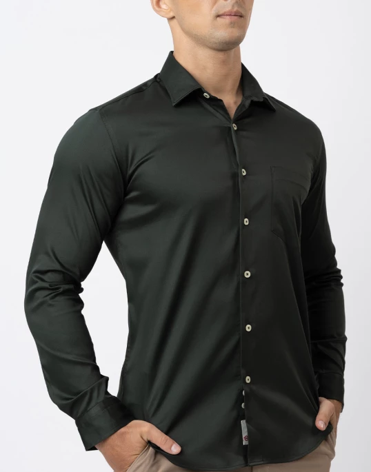 Ebony Casual Evening Wear Long Sleeve Slim Fit Shirt