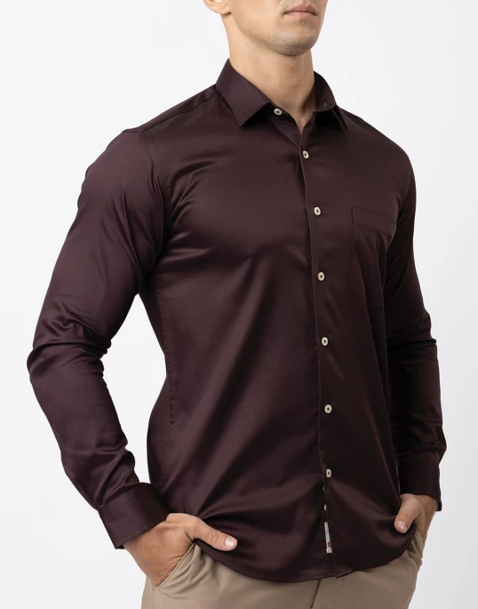 Ebony Casual Evening Wear Long Sleeve Slim Fit Shirt