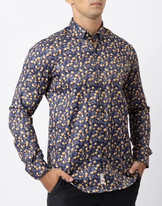 Ebony Casual Mens Slim Fit Floral Printed Shirt