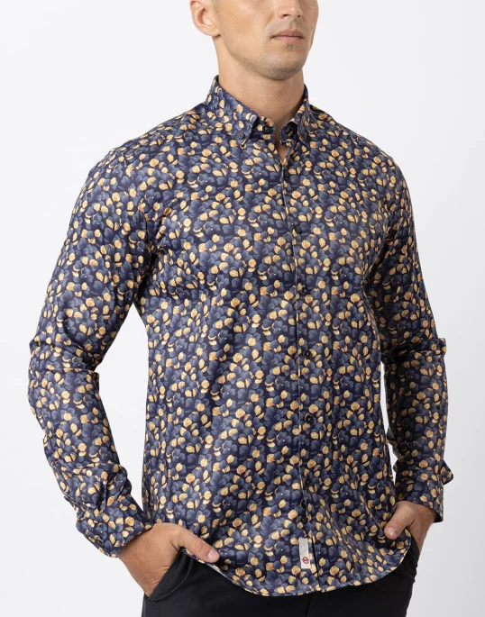 Ebony Casual Mens Slim Fit Floral Printed Shirt