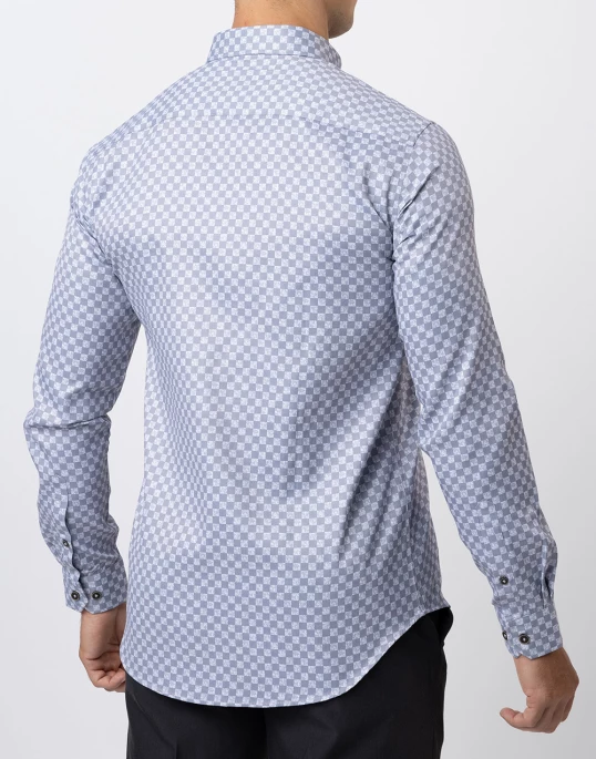 Ebony Casual Check Printed Long Sleeve Slim Fit Mens Shirt