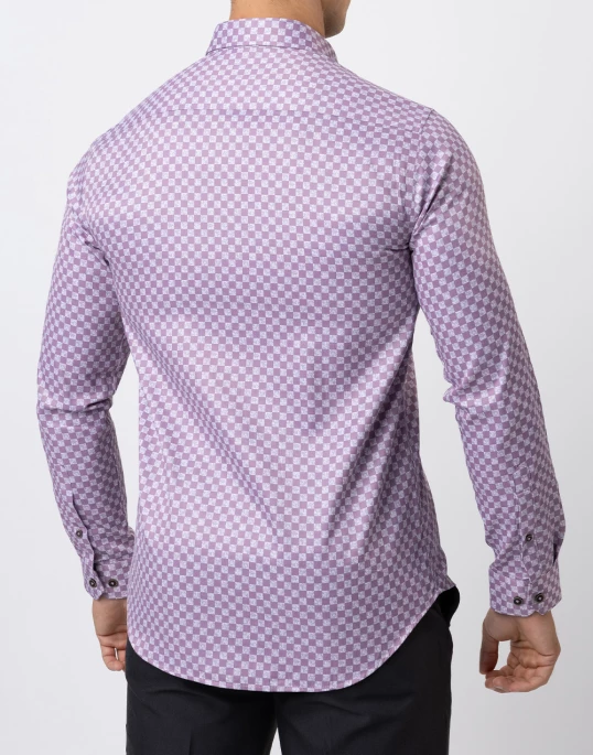 Ebony Casual Check Printed Long Sleeve Slim Fit Mens Shirt