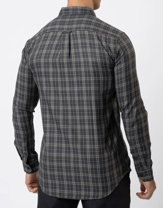 Ebony Casual Long Sleeve Slim Fit Check Shirt