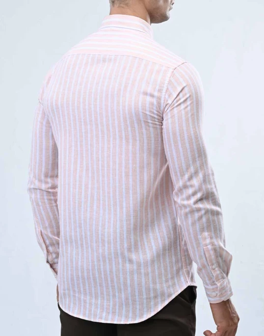 Ebony Casual Long Sleeve Stripe Slim Fit Mens Shirt