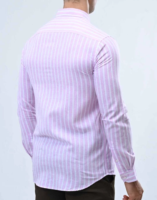 Ebony Casual Long Sleeve Stripe Slim Fit Mens Shirt