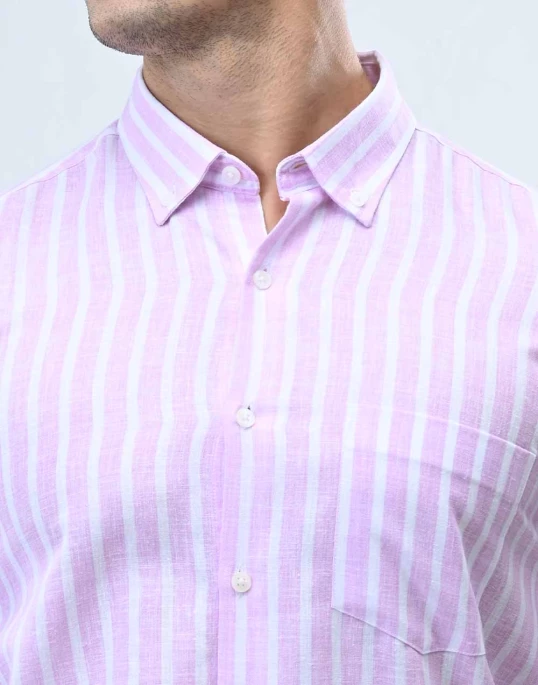 Ebony Casual Long Sleeve Stripe Slim Fit Mens Shirt