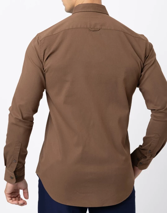 Ebony Casual Slim Fit Double Pocket Long Sleeve Stretchable Mens Shirt