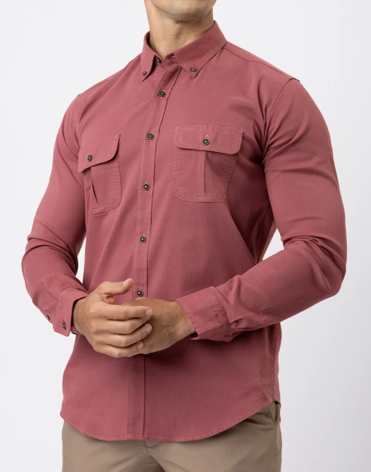 Ebony Casual Slim Fit Double Pocket Long Sleeve Stretchable Mens Shirt