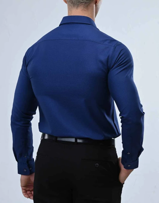 Vantage Blue Premium Cotton Slim Fit Long Sleeve Mens Shirt