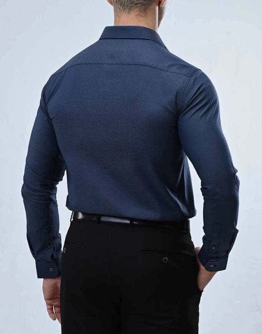 Vantage Blue Premium Cotton Slim Fit Long Sleeve Mens Shirt