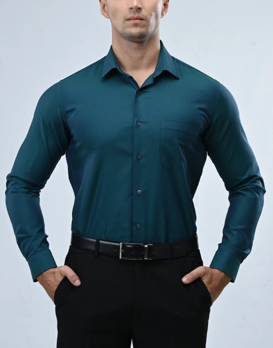 Vantage Blue Premium Giza Cotton Slim Fit Long Sleeve Mens Shirt