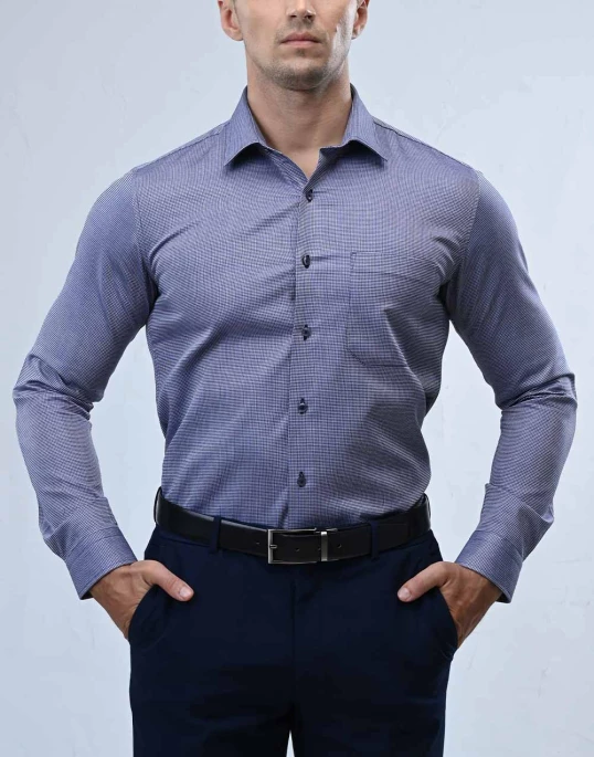 Vantage Blue Premium Giza Cotton Slim Fit Long Sleeve Mens Shirt