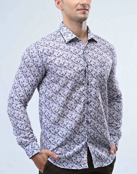 Ebony Casual Long Sleeve Slim Fit Mens Shirt