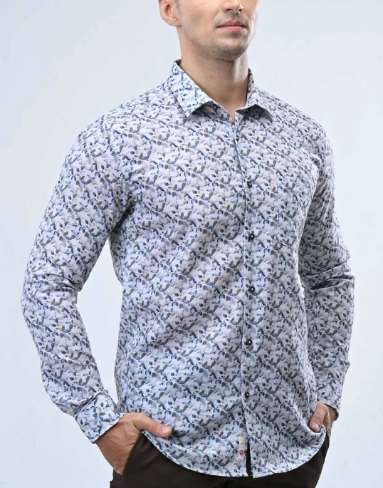 Ebony Casual Long Sleeve Slim Fit Mens Shirt