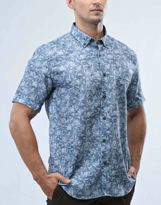 Ebony Casual Short Sleeve Slim Fit Mens Shirt