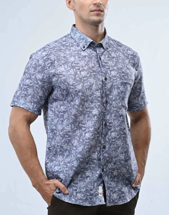 Ebony Casual Short Sleeve Slim Fit Mens Shirt