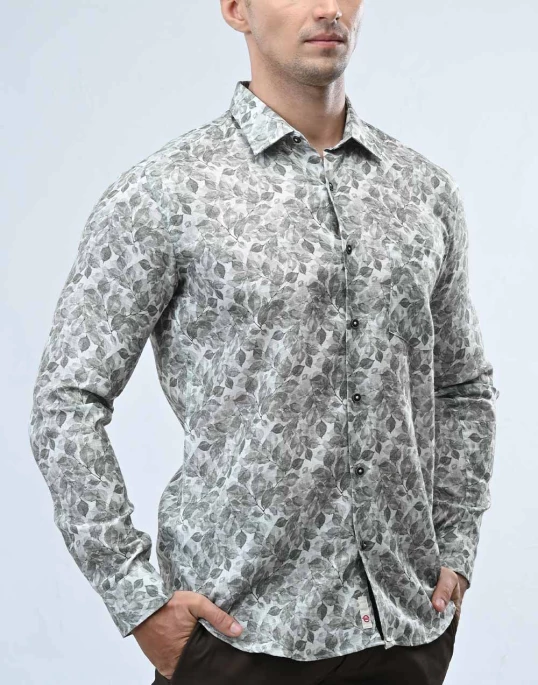 Ebony Casual Long Sleeve Slim Fit Mens Shirt