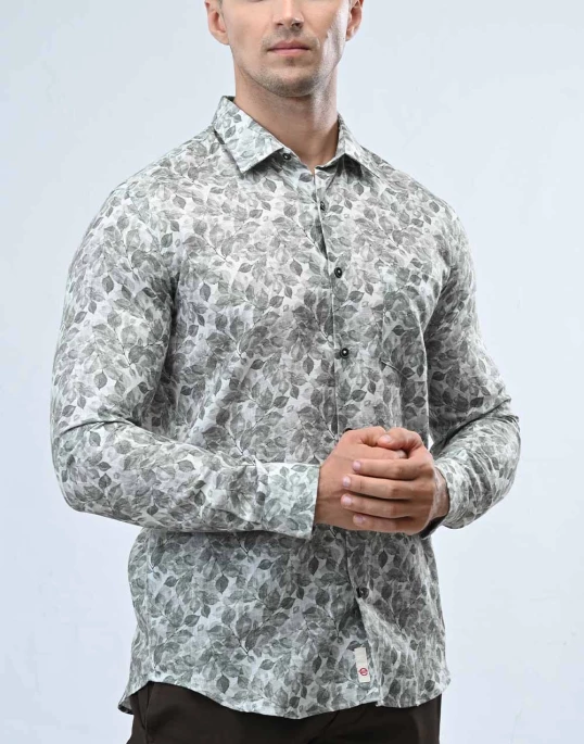 Ebony Casual Long Sleeve Slim Fit Mens Shirt