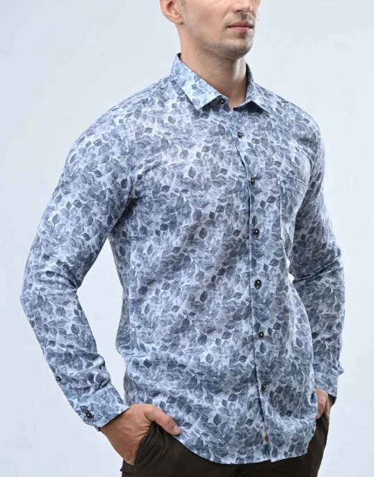 Ebony Casual Long Sleeve Slim Fit Mens Shirt