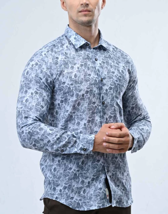 Ebony Casual Long Sleeve Slim Fit Mens Shirt