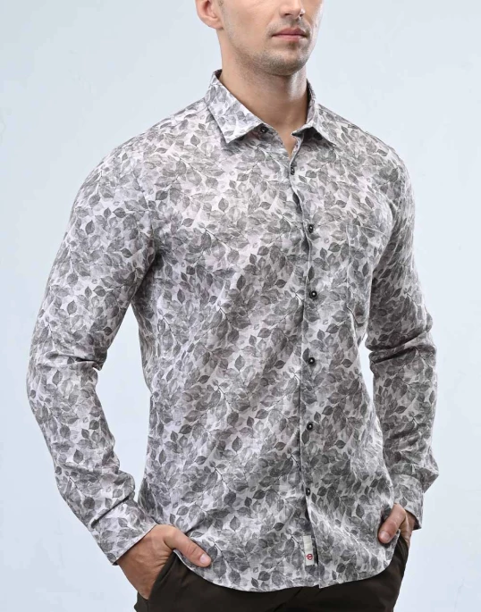 Ebony Casual Long Sleeve Slim Fit Mens Shirt