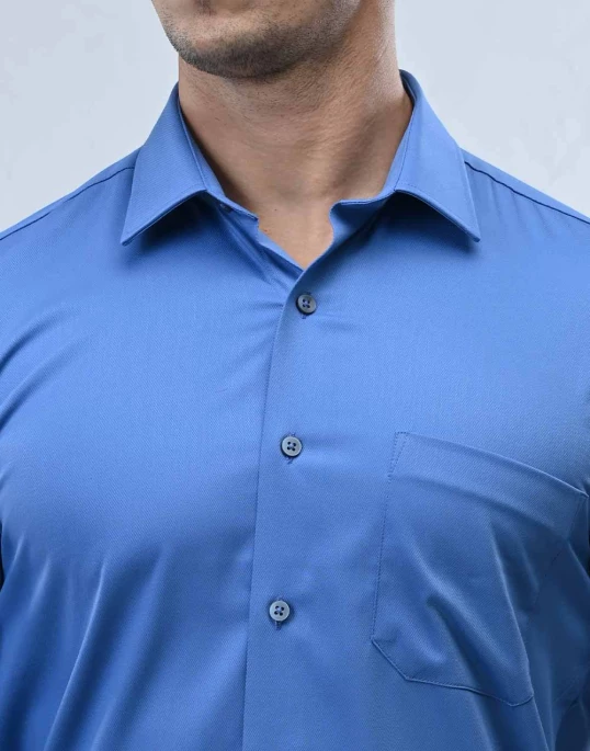 Vantage Blue Bamboo Stretch Fabric Slim Fit Long Sleeve Mens Shirt