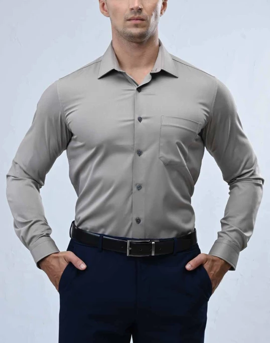 Vantage Blue Bamboo Stretch Fabric Slim Fit Long Sleeve Mens Shirt