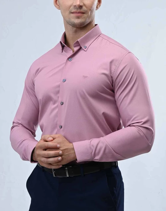 Vantage Blue Bamboo Stretch Fabric Slim Fit Long Sleeve Mens Shirt