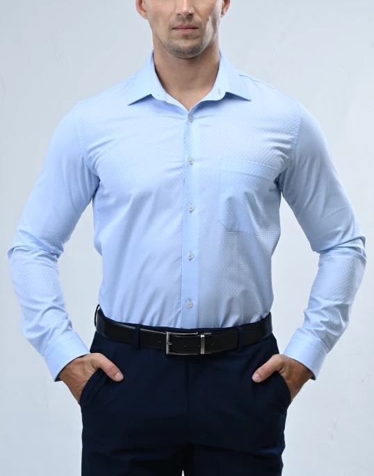 Vantage Blue Premium Giza Cotton Slim Fit Long Sleeve Mens Shirt